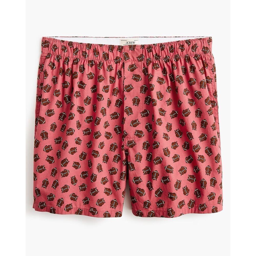 J. Crew Men’s Thanksgiving Football Cotton Poplin Woven Boxer Briefs Med, NWT